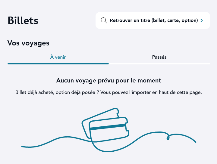 écran illustrant la page Billets du site SNCF Connect