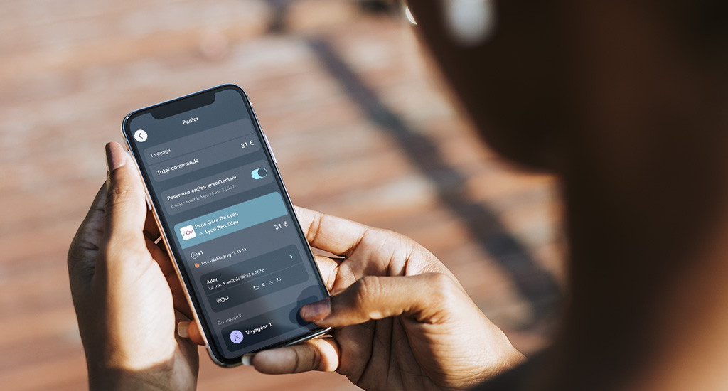 Ecran illustrant la pose d'option sur l'application SNCF Connect